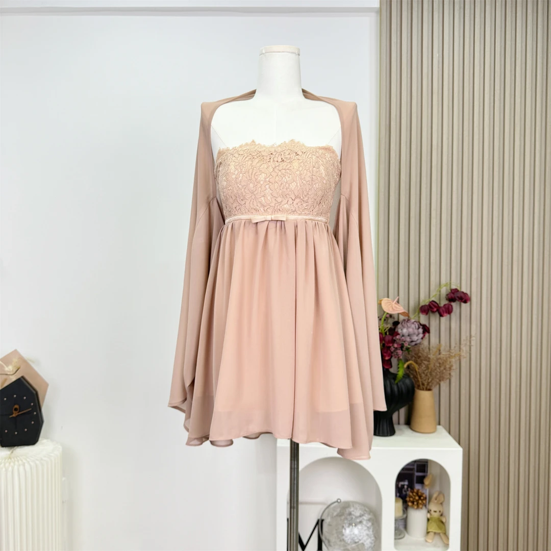 淡雅芙蓉 原创汉服设计 蕾丝抹胸披肩套装