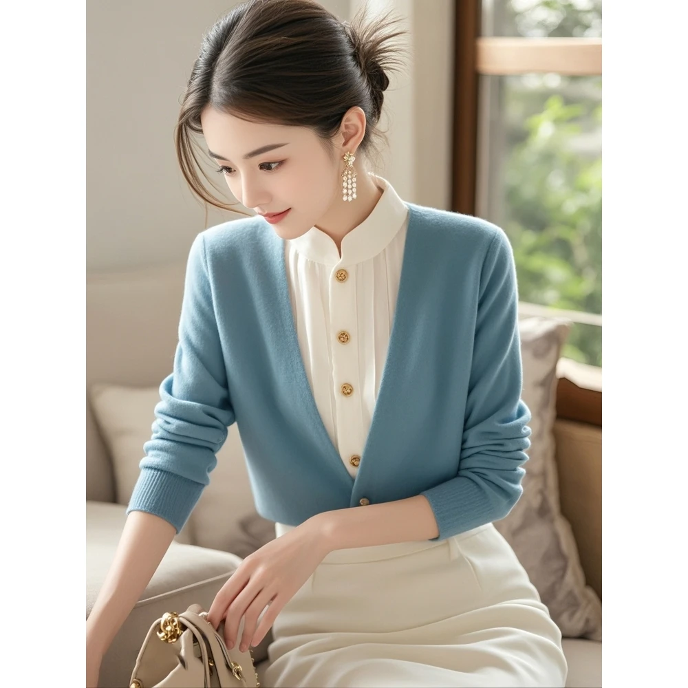 新中式假两件毛衣女装2025新款冬季独特设计感超好看气质针织上衣