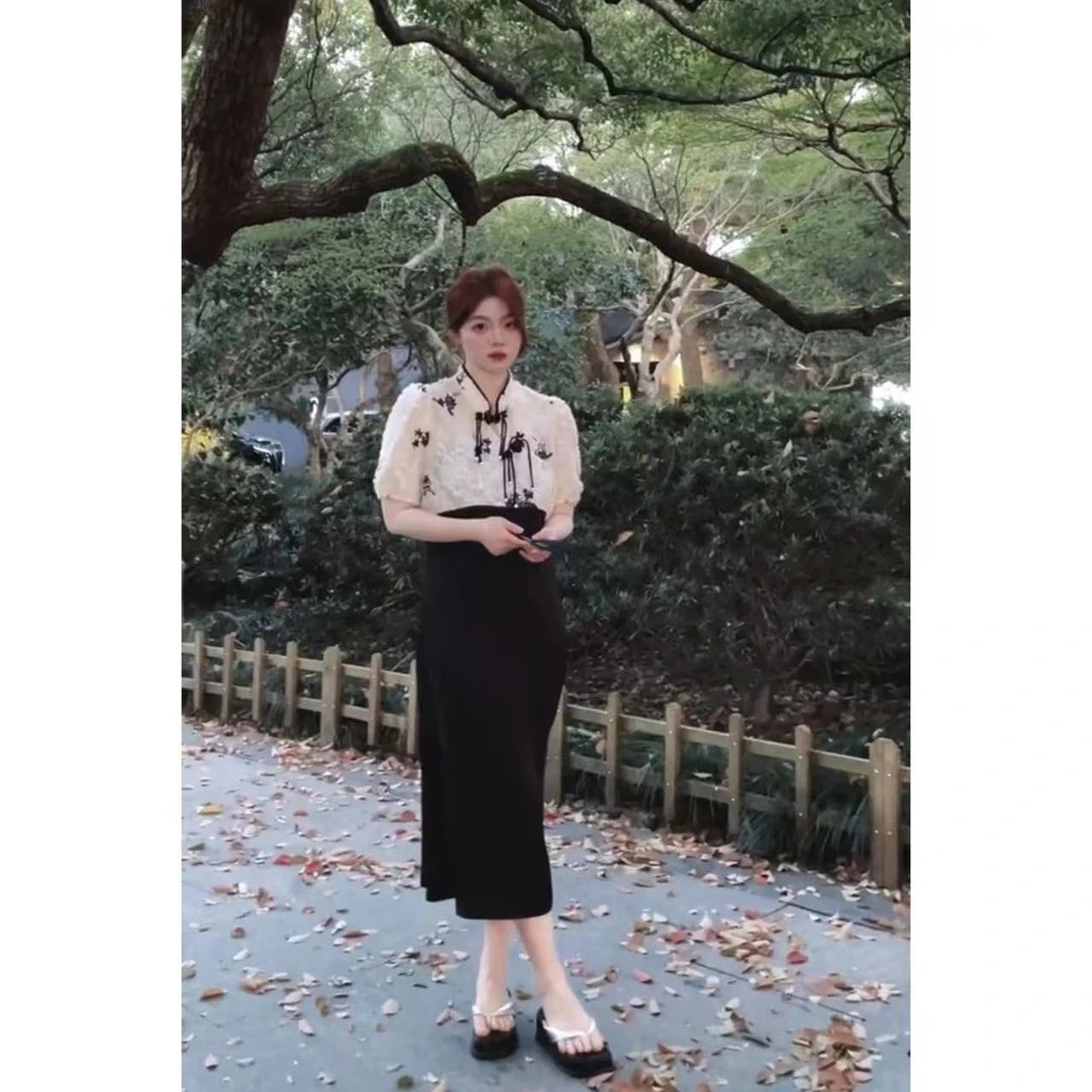 「花城秘境」新中式改良旗袍吊带连衣裙+坎肩两