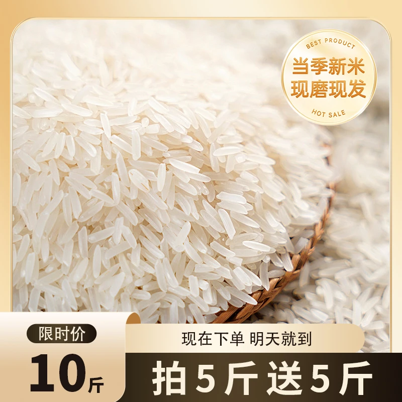 【拍5斤送5斤】猫牙米长粒香米软糯香甜新米现磨现发不抛光非真空包谷饭大米