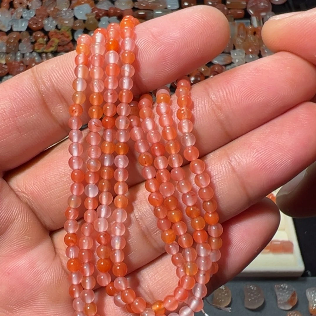 南红玛瑙冰飘未镶嵌糖果色小米珠3+