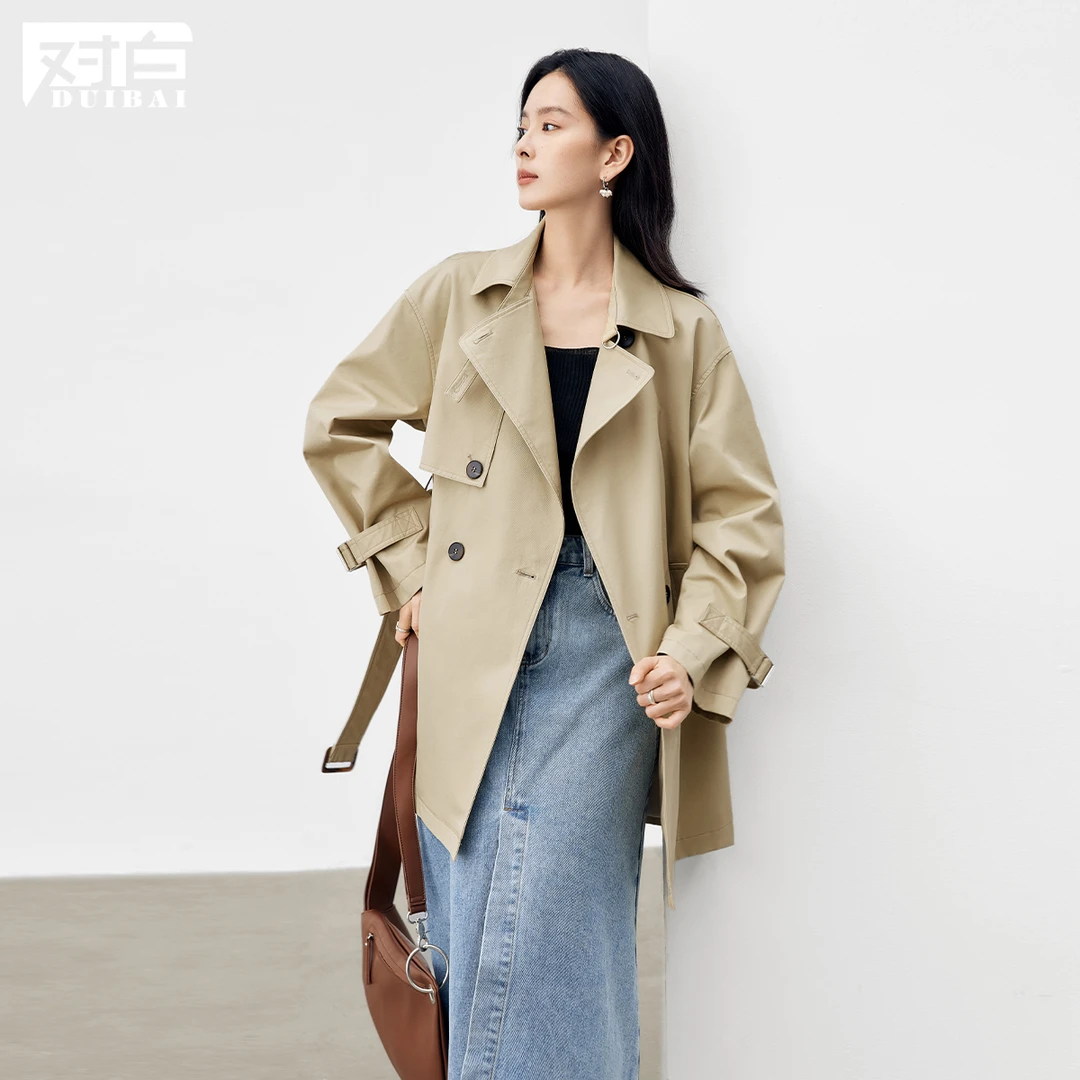 【女装优选WL】对白复古英伦风中长款风衣外套女2025春款上衣FDF005