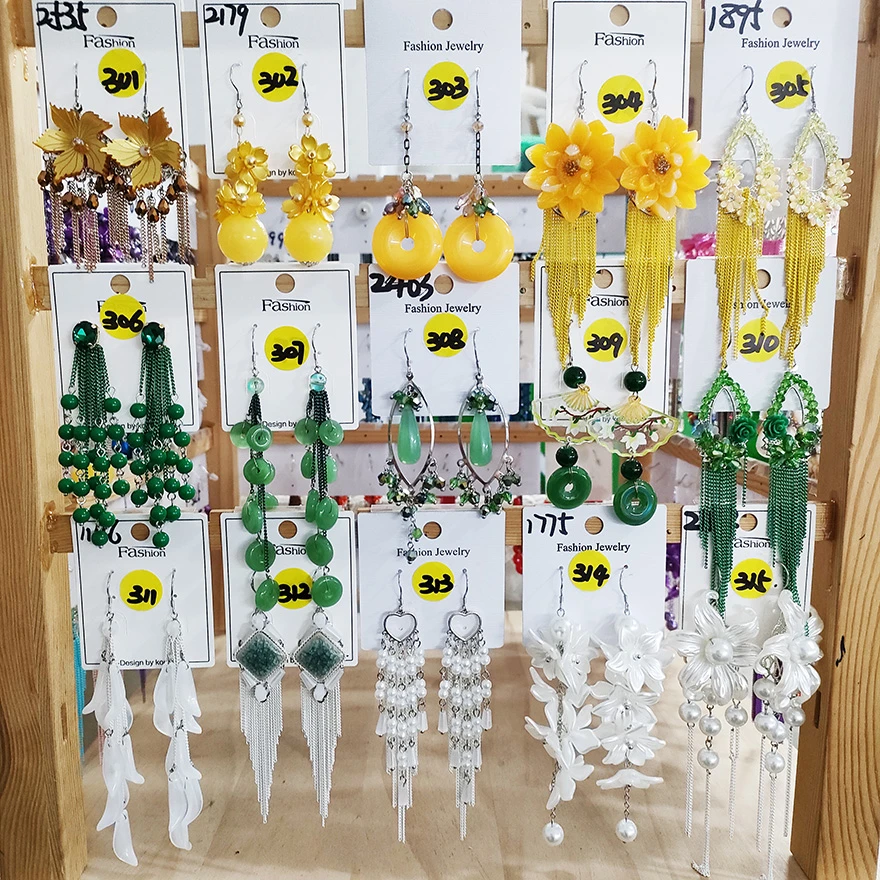 铜合金玻璃耳饰 (K301-K360)-021民族风纯手工流苏耳环合集