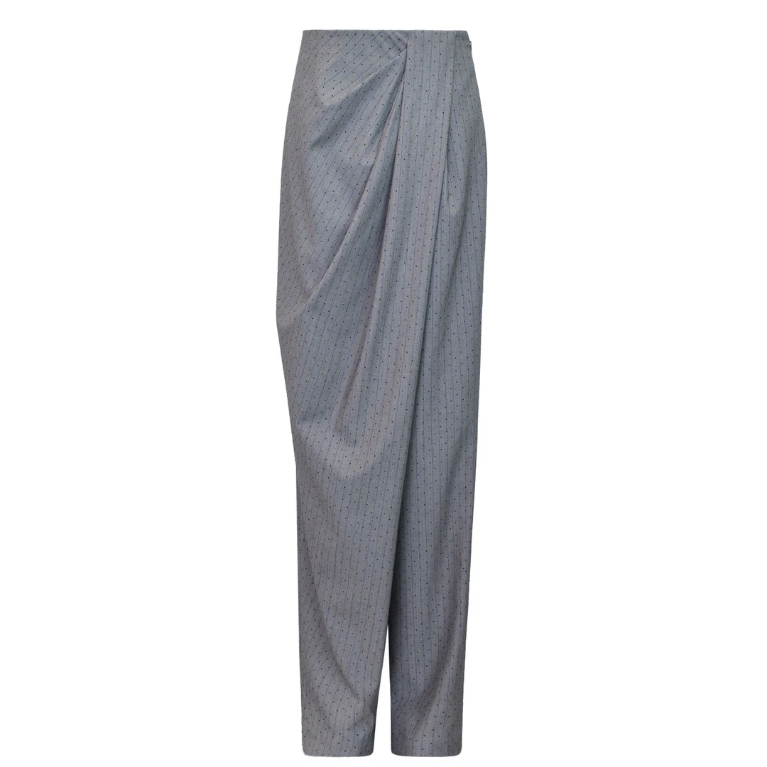 K315沙钻灰条纹长裤