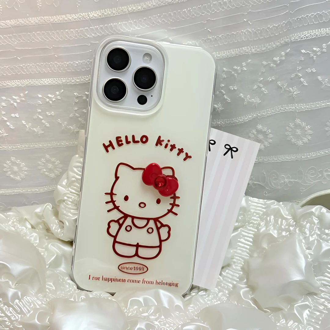 立体蝴蝶结线条KT设计适用于iPhone12/13/14/15/16多型号手机壳