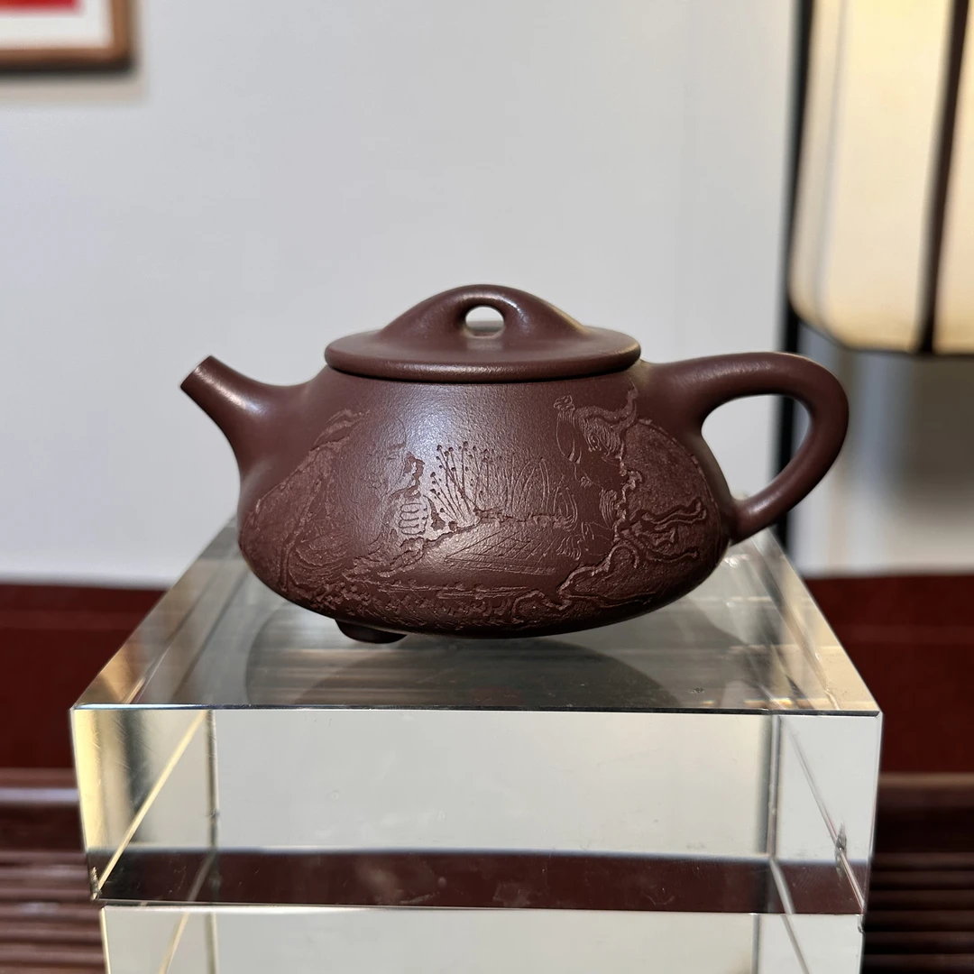 景舟石瓢壶·原矿老紫泥·容量190cc宜兴紫砂