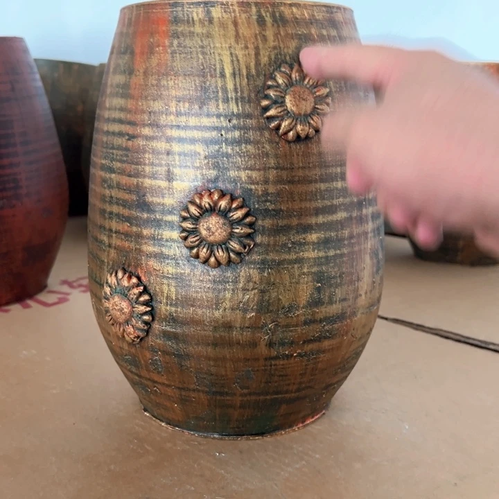 19.9-1微瑕高28口16红古铜木桶