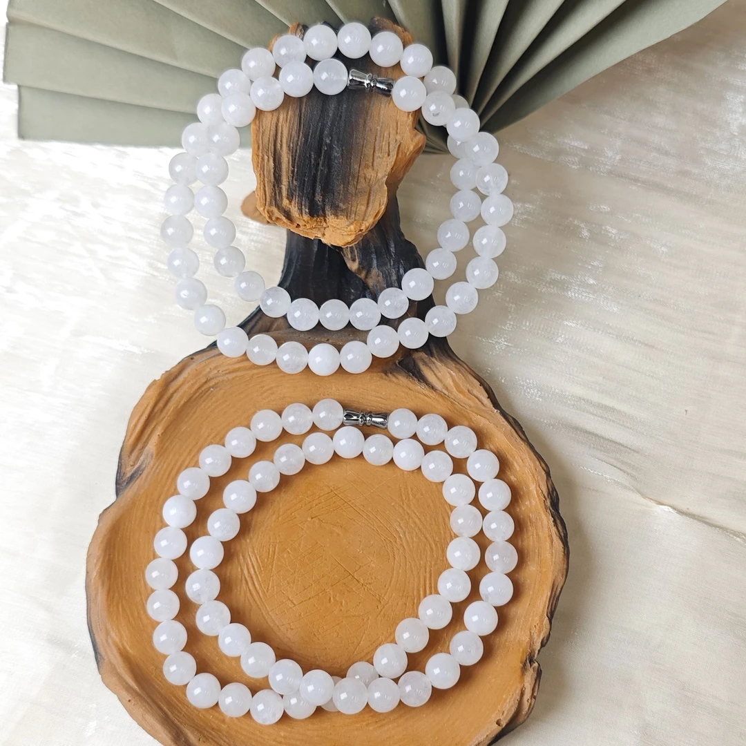 高定珠宝轻奢百搭款雪山白圆珠妈妈链-x515