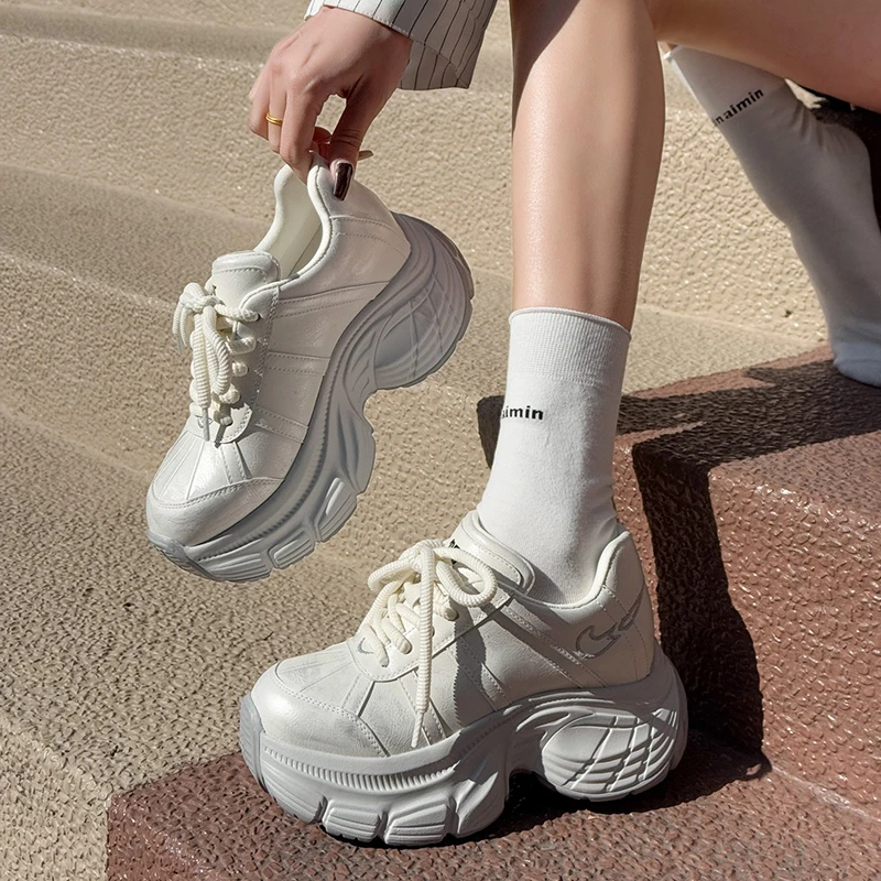 增高9CM2025春季新款女鞋时尚百搭厚底小个子休闲老爹鞋女9157-26