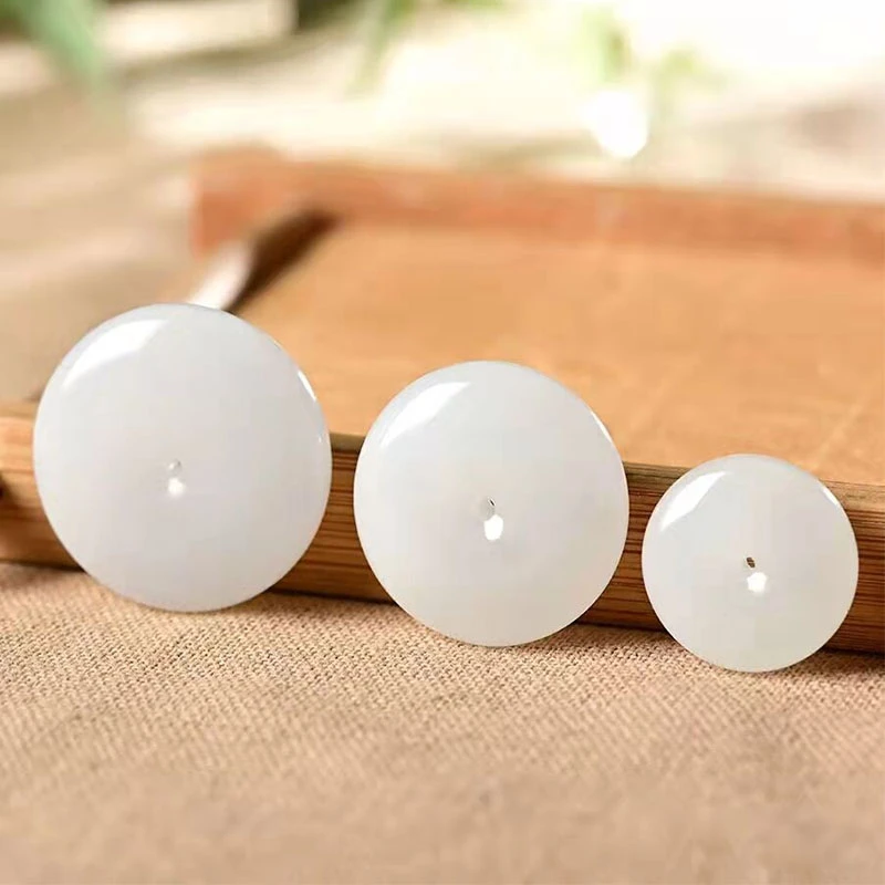 新疆和田玉白玉平安扣吊坠情侣款天然玉石项链挂件送绳子基地直发