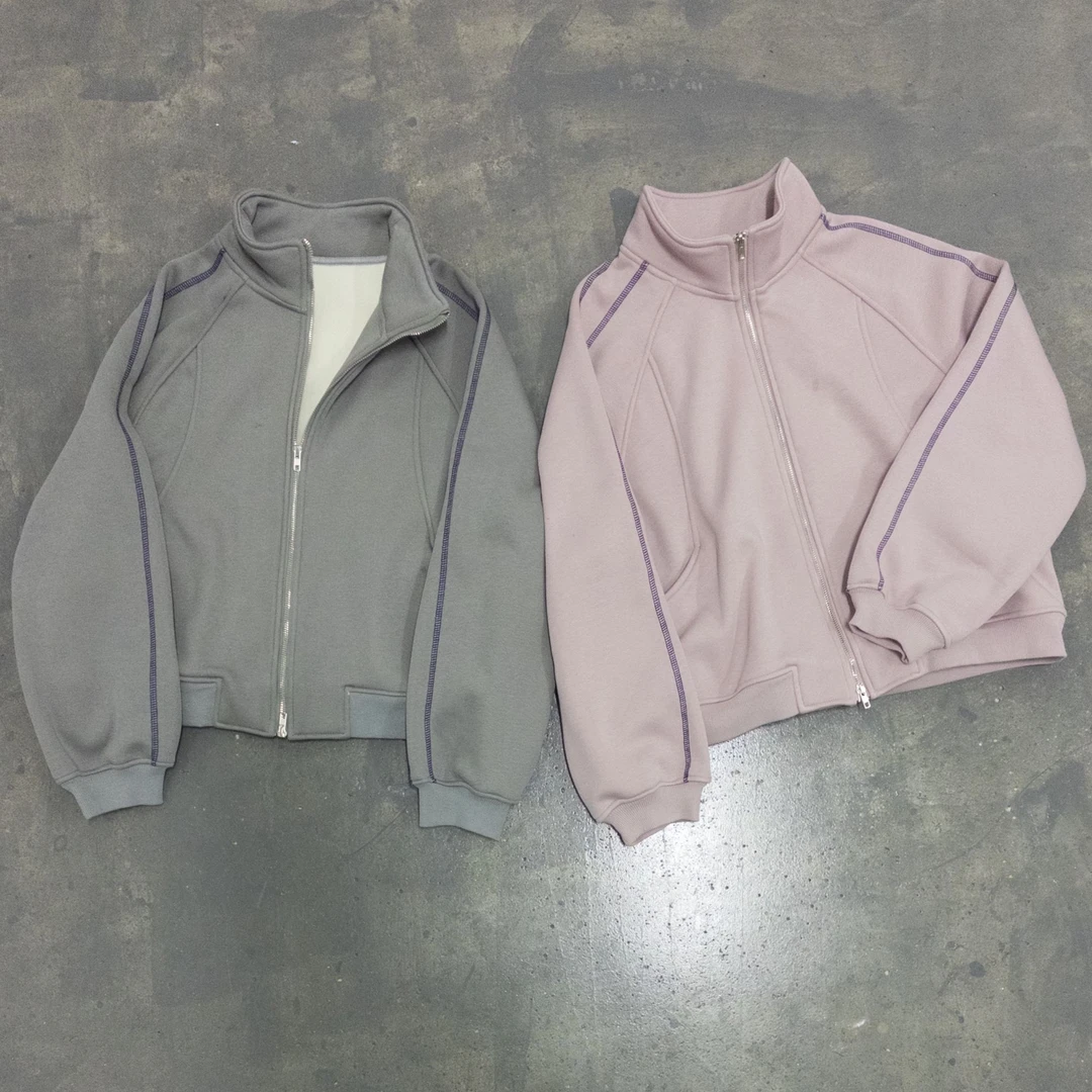 hd【外套系列】美式双拉链 加绒线条卫衣外套 松弛感日常穿搭