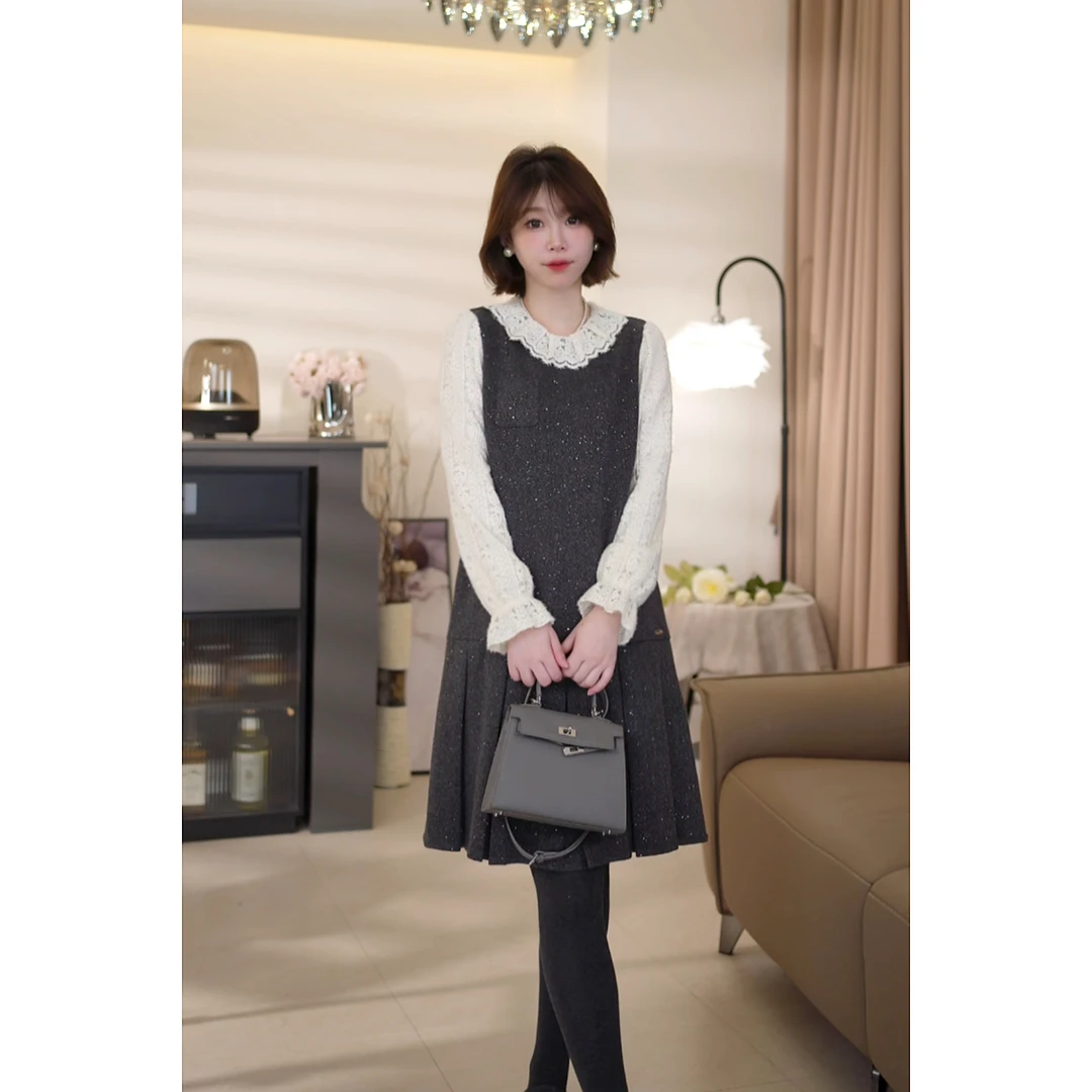 斯洋洋冬季温暖减龄撒银超柔撒银针织羊毛呢连衣裙LYQ411A061SYY