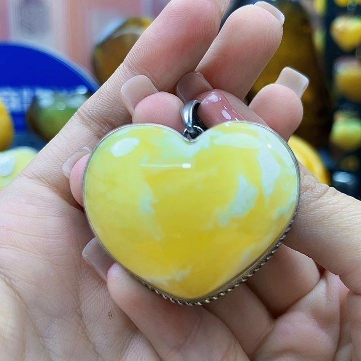 琥珀银S925镶嵌颈饰吊坠