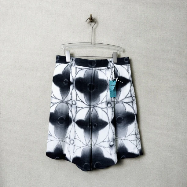 99新 LouisVuitton/路易威登 绞染高腰直筒宽松短裤/尺码40