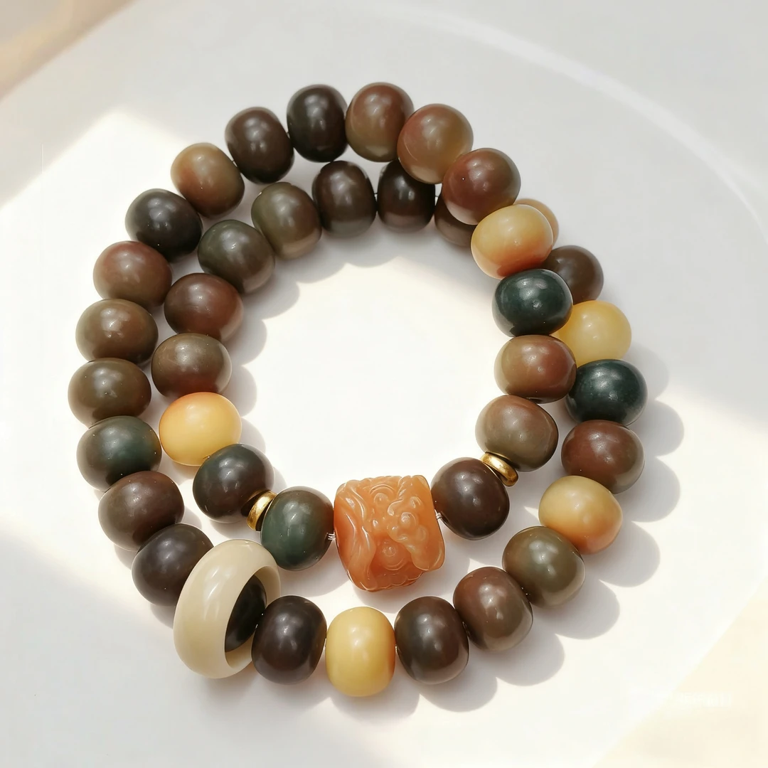 敦煌菩提苹果珠双圈醒狮款 精品手串 无礼盒 S 0733