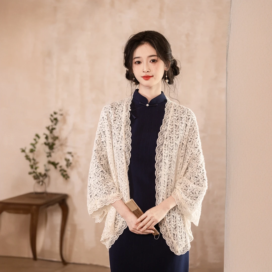 夏季蕾丝镂空披肩开衫外套百搭复古女式外搭均码 现货