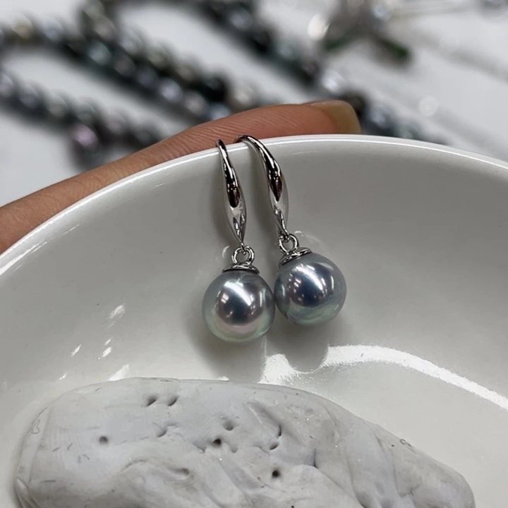 银S925镶嵌耳饰海水珍珠