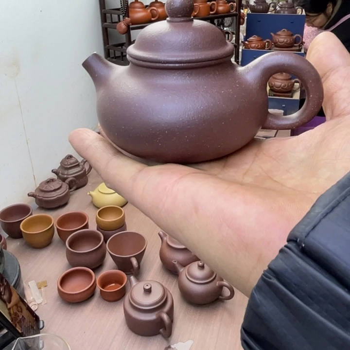 紫砂茶壶封釉容天羊角山紫泥容量140毫升