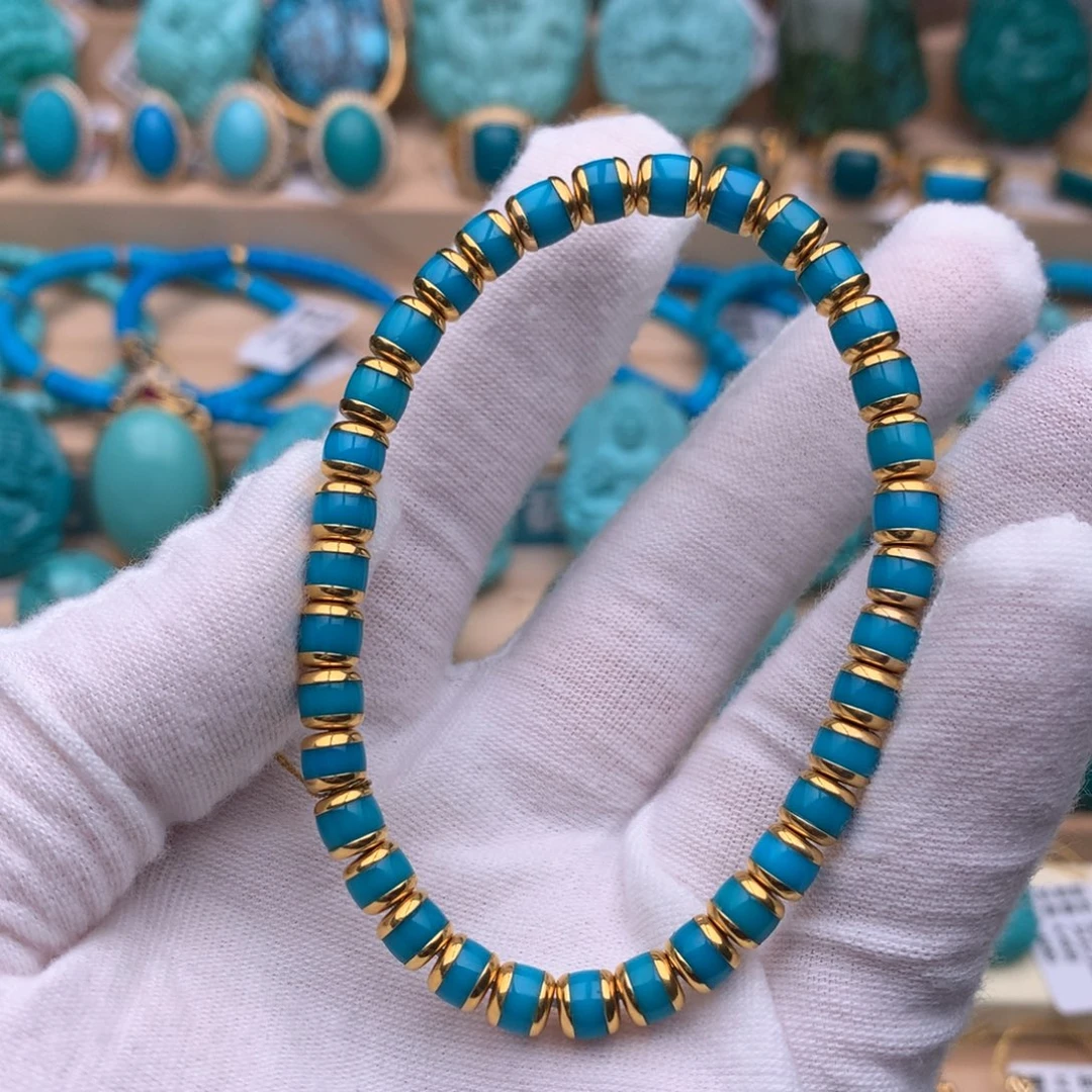 绿松石18K金镶嵌珠宝奇石