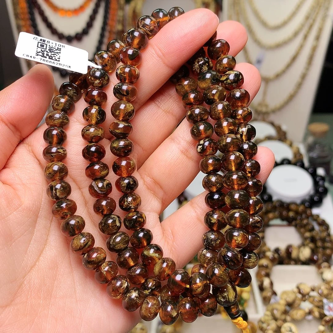 琥珀未镶嵌裸石花蜡8-849