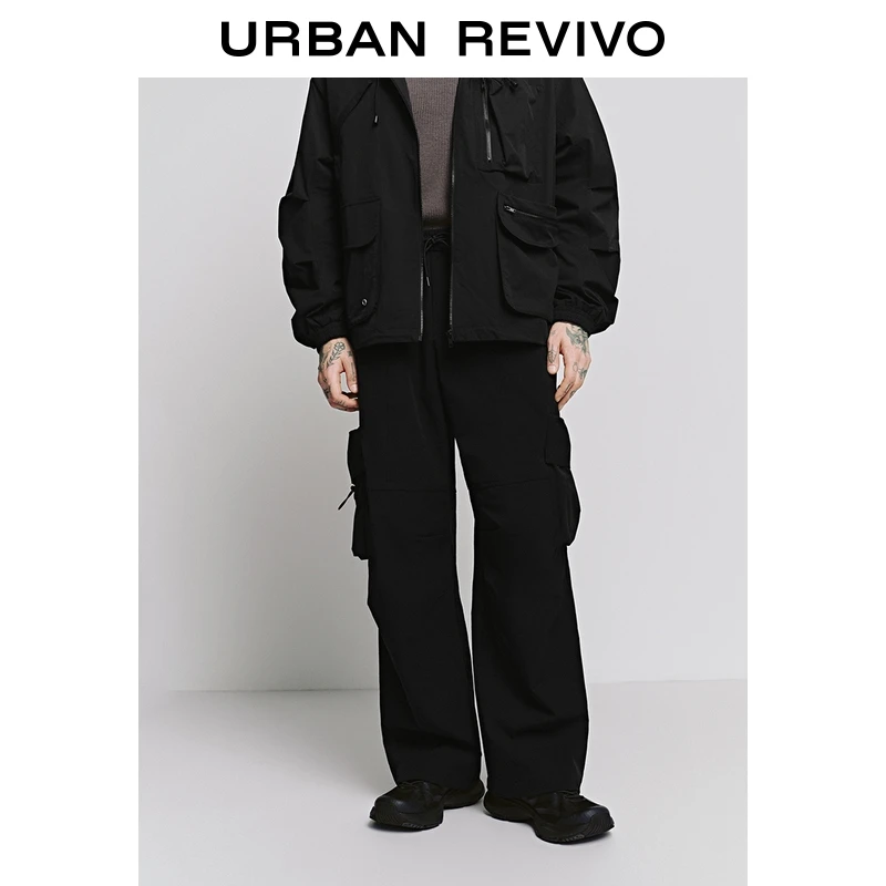 UR2025秋季新款男休闲工装风口袋松紧腰抽绳阔腿裤UUV650027