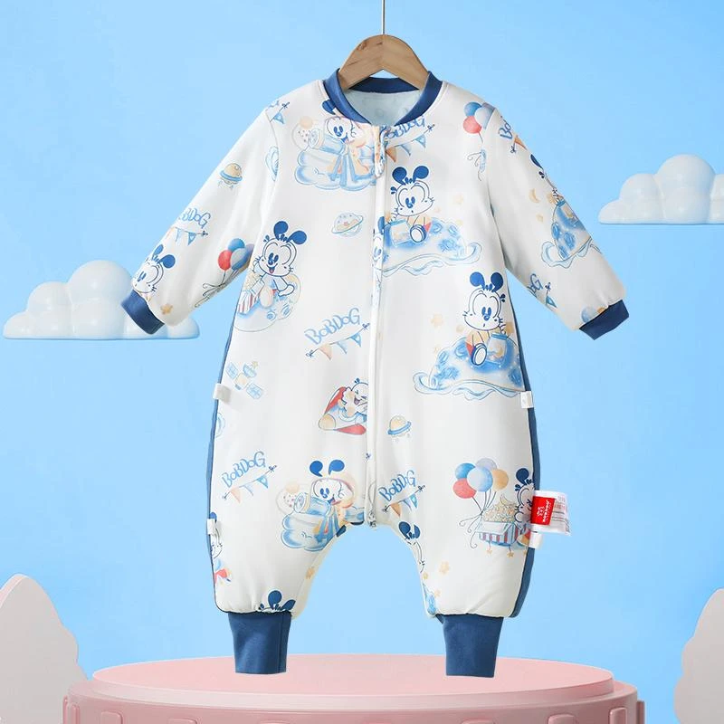 巴布豆婴儿神器儿童睡袋秋冬新款豆豆绒分腿睡袋横开档防踢被睡袋