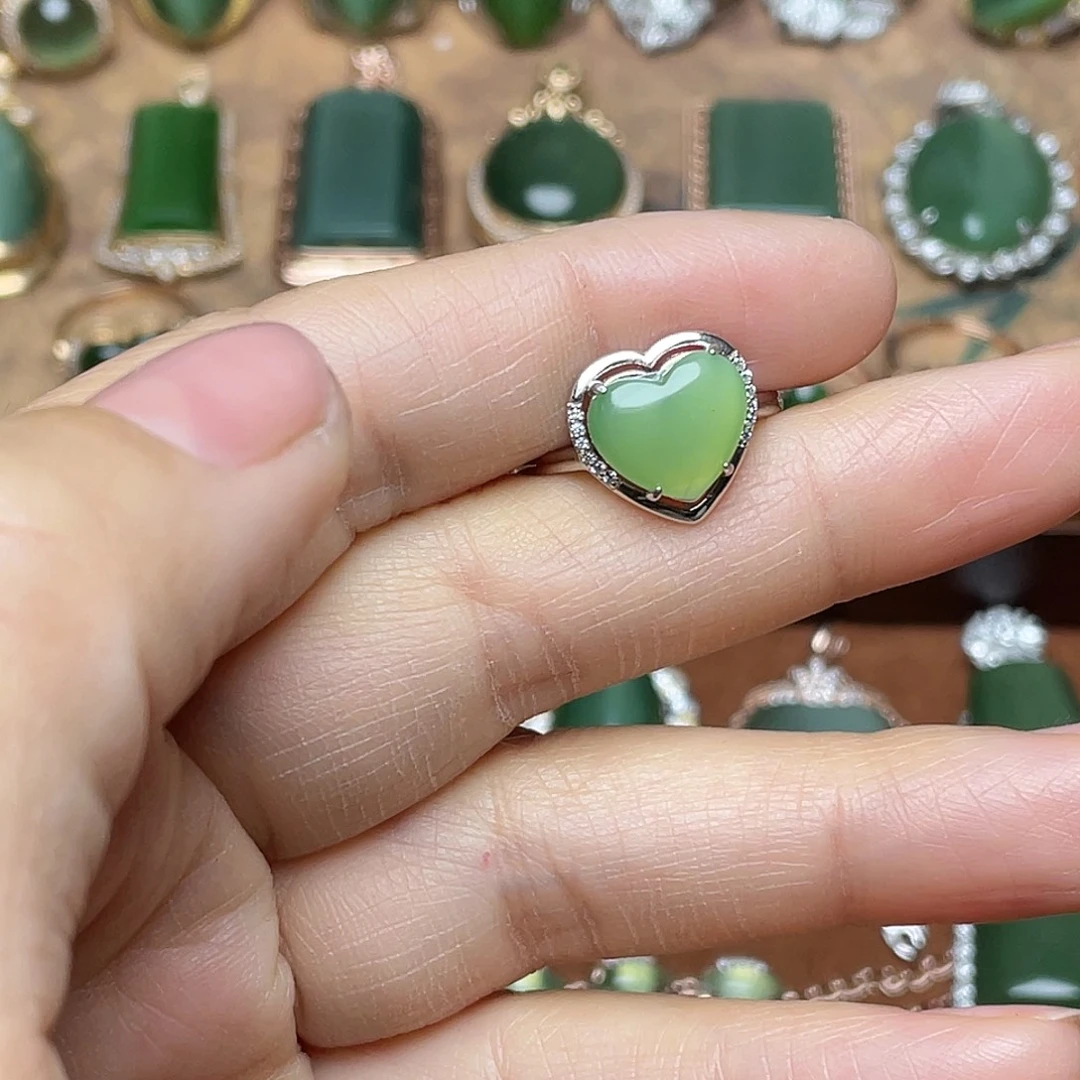 和田玉（碧玉）银S925镶嵌挂件