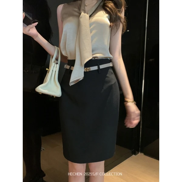 【禾呈】夏季简约气质时尚休闲半身短裙女高腰百搭显瘦半身裙10486