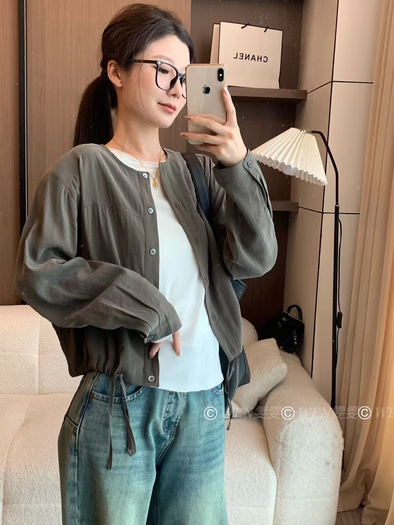 WEN 25新款韩版设计简约纯色长袖休闲百搭上衣WWC0272