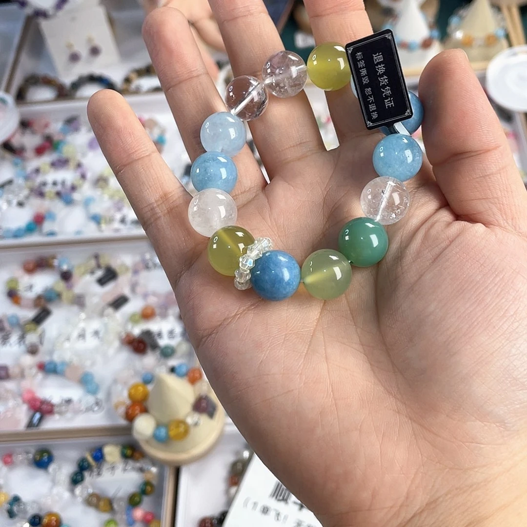 水晶手链银S925镀金镶嵌