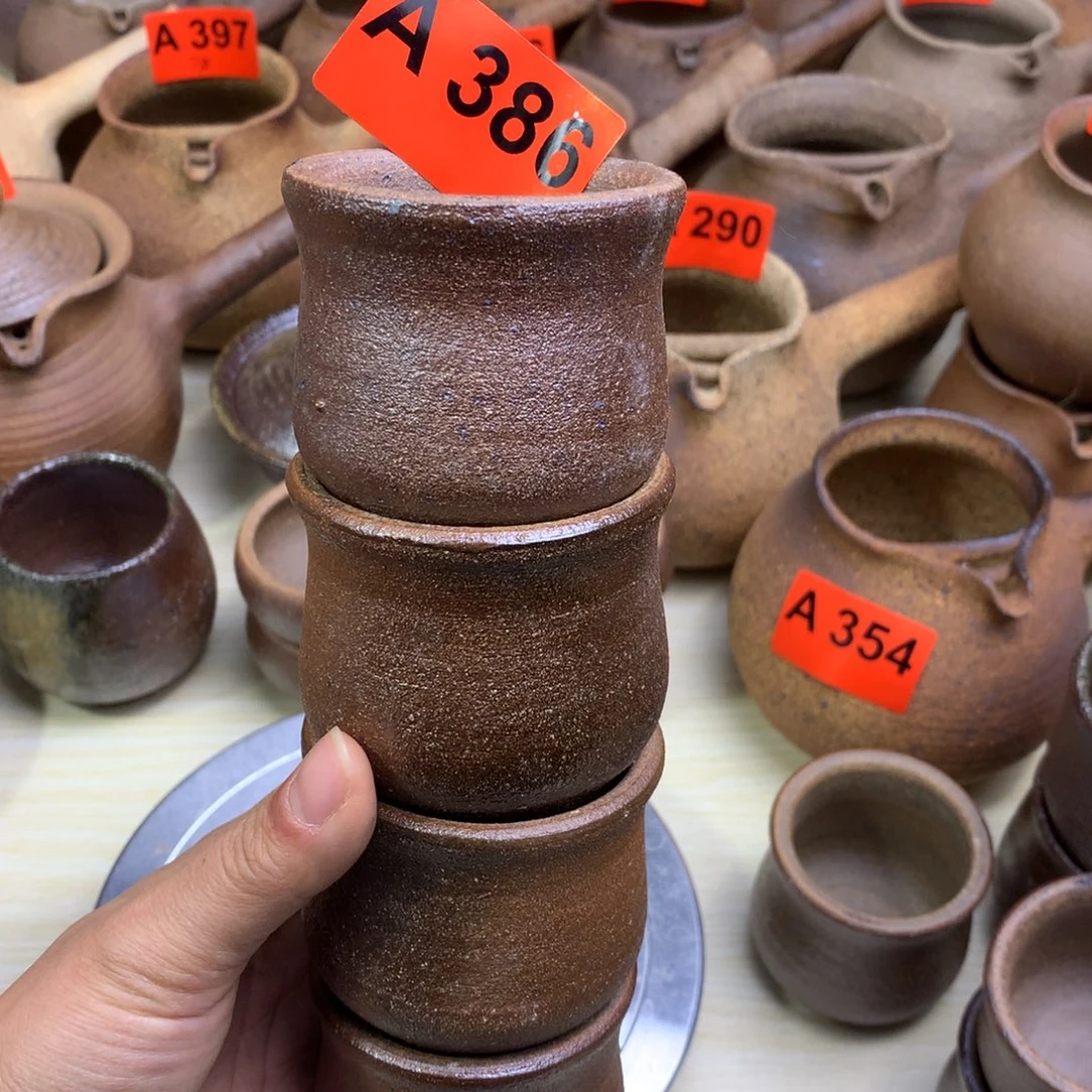 粗陶杯子4个100毫升左右一物一拍