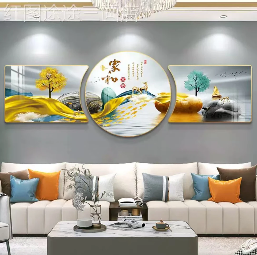 K028家和万事兴客厅沙发背景墙挂画沙发背景装饰画客厅挂画捡漏4