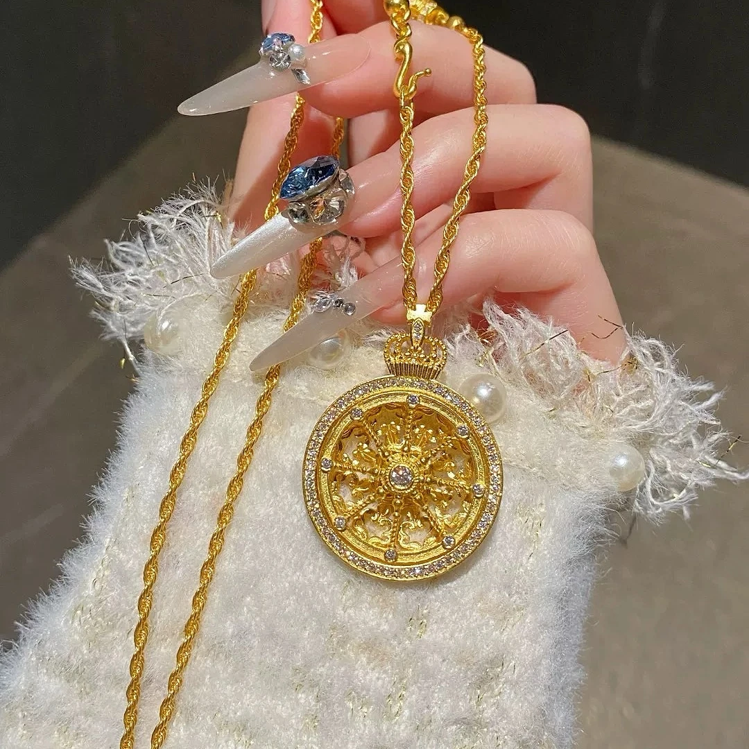 【清货专属链接】XL3768 幸运皇冠点钻车马罗盘项链