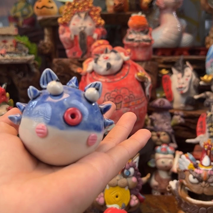 陶摆件小镇青花每日有新品