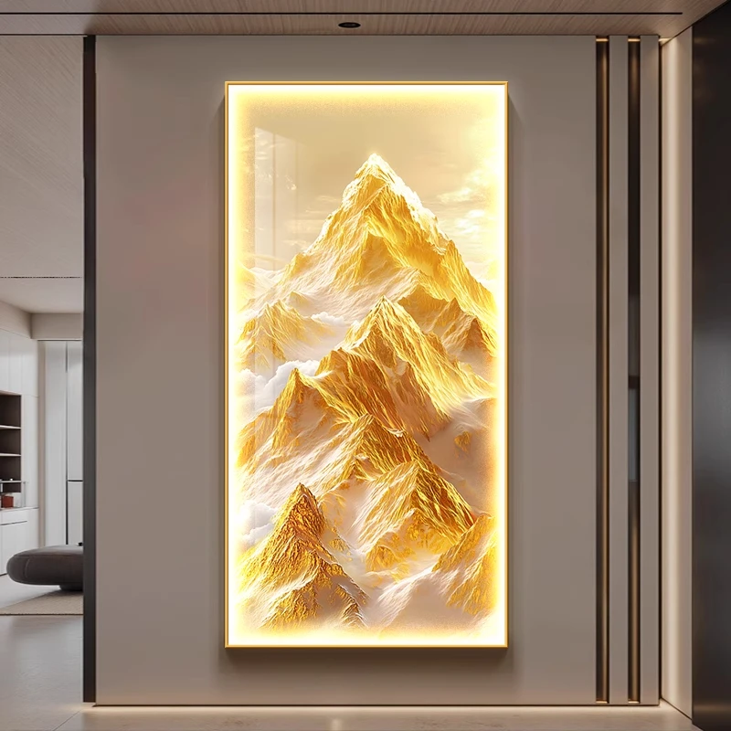 背靠金山2025新款玄关装饰画高档大气竖版客厅挂画高级感玄关壁画