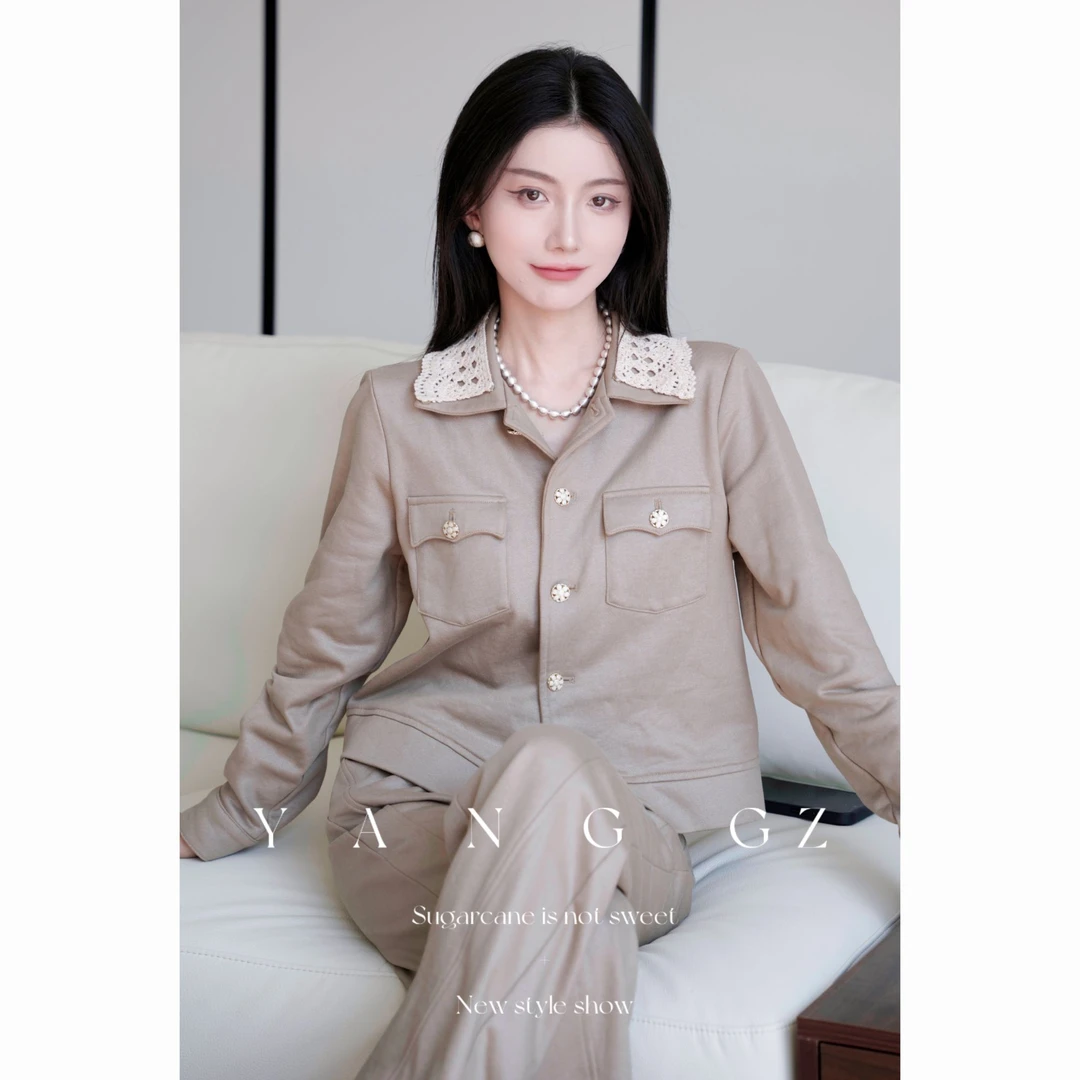 YANG GZ【松弛假日】卡其H型工装风复古工装风套装女 GZ5153SC60248