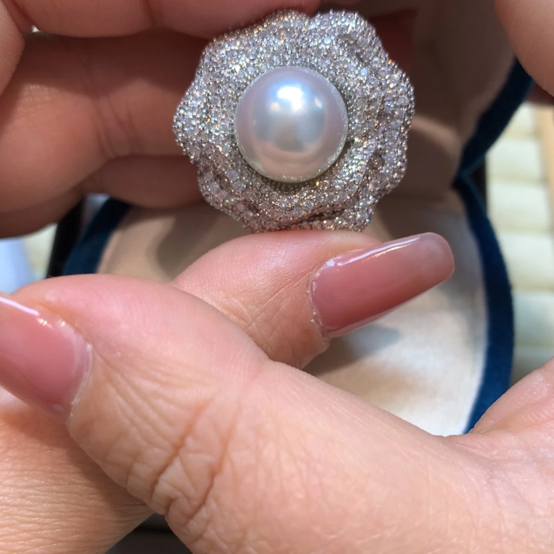 海水珍珠戒指银S925镶嵌