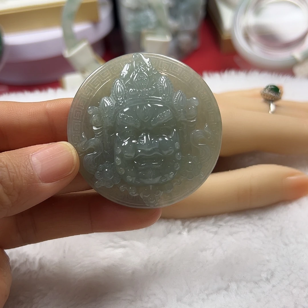 颈饰未镶嵌翡翠缅甸天然A货翡翠武财神吊坠