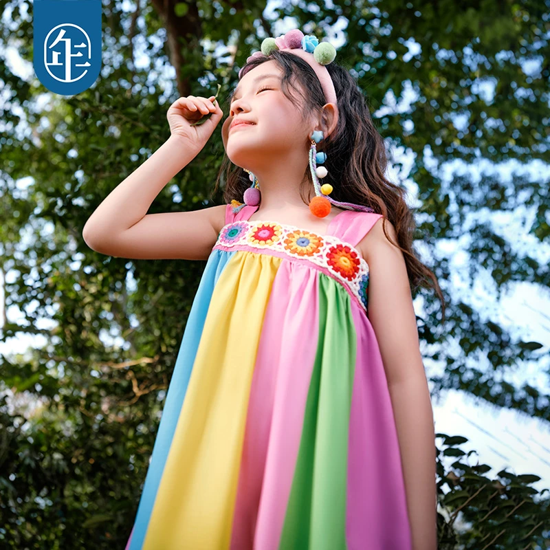 年衣童装女童连衣裙2025夏季新款国风儿童公主度假裙无袖吊带裙子