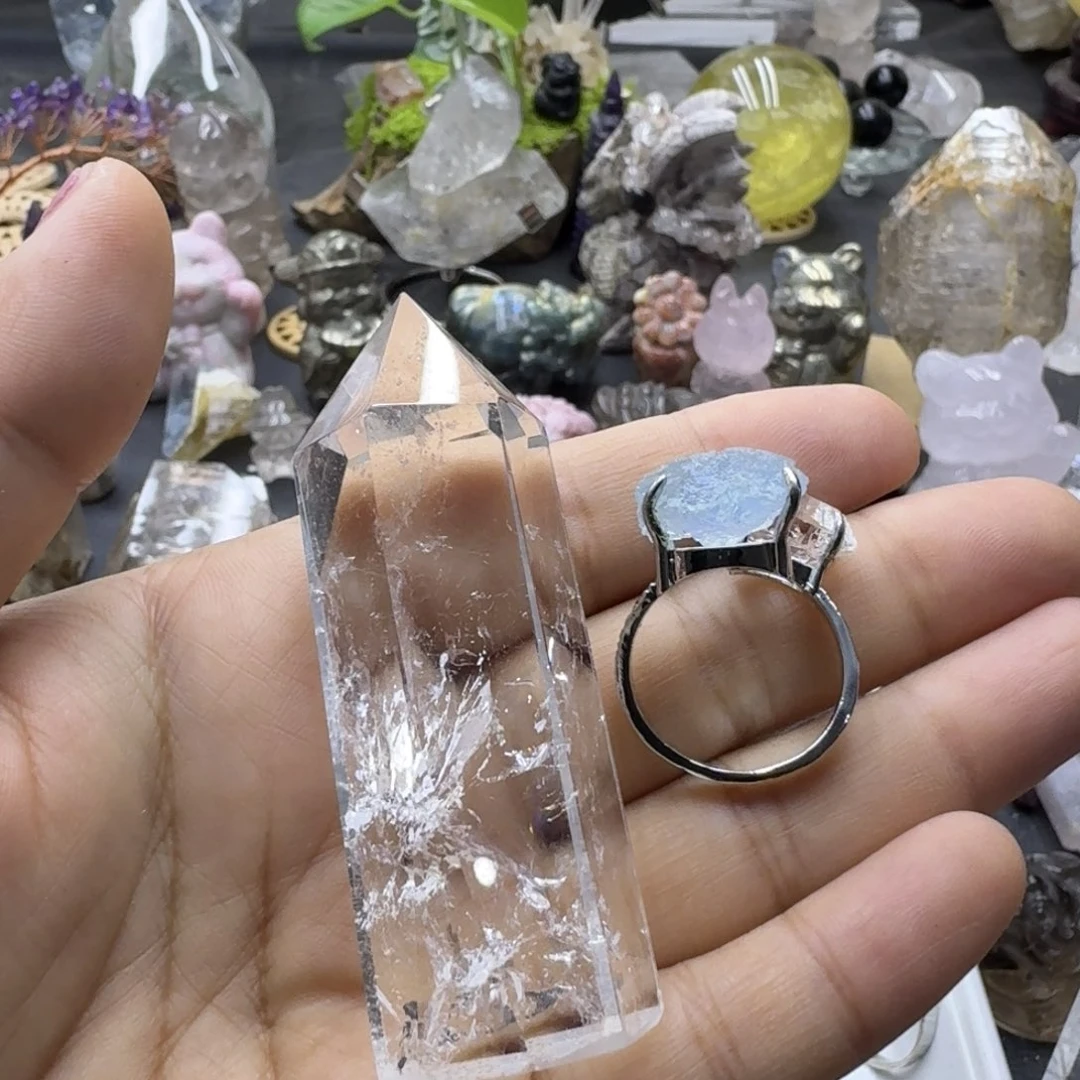 *****石材戒指和柱子白水晶