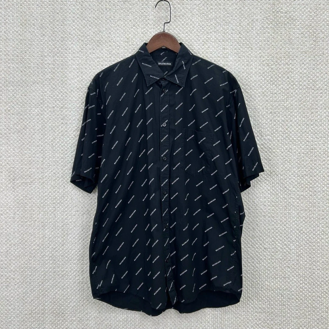 95新 Balenciaga/巴黎世家 满印logo衬衫38码 ys000228