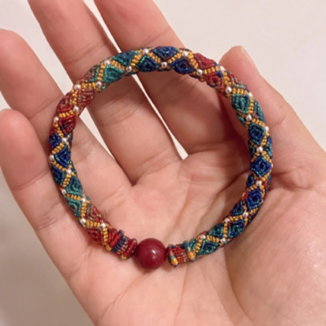 非金属布艺手镯 高强段染立体回纹手绳过年必备的纯手工手镯百搭