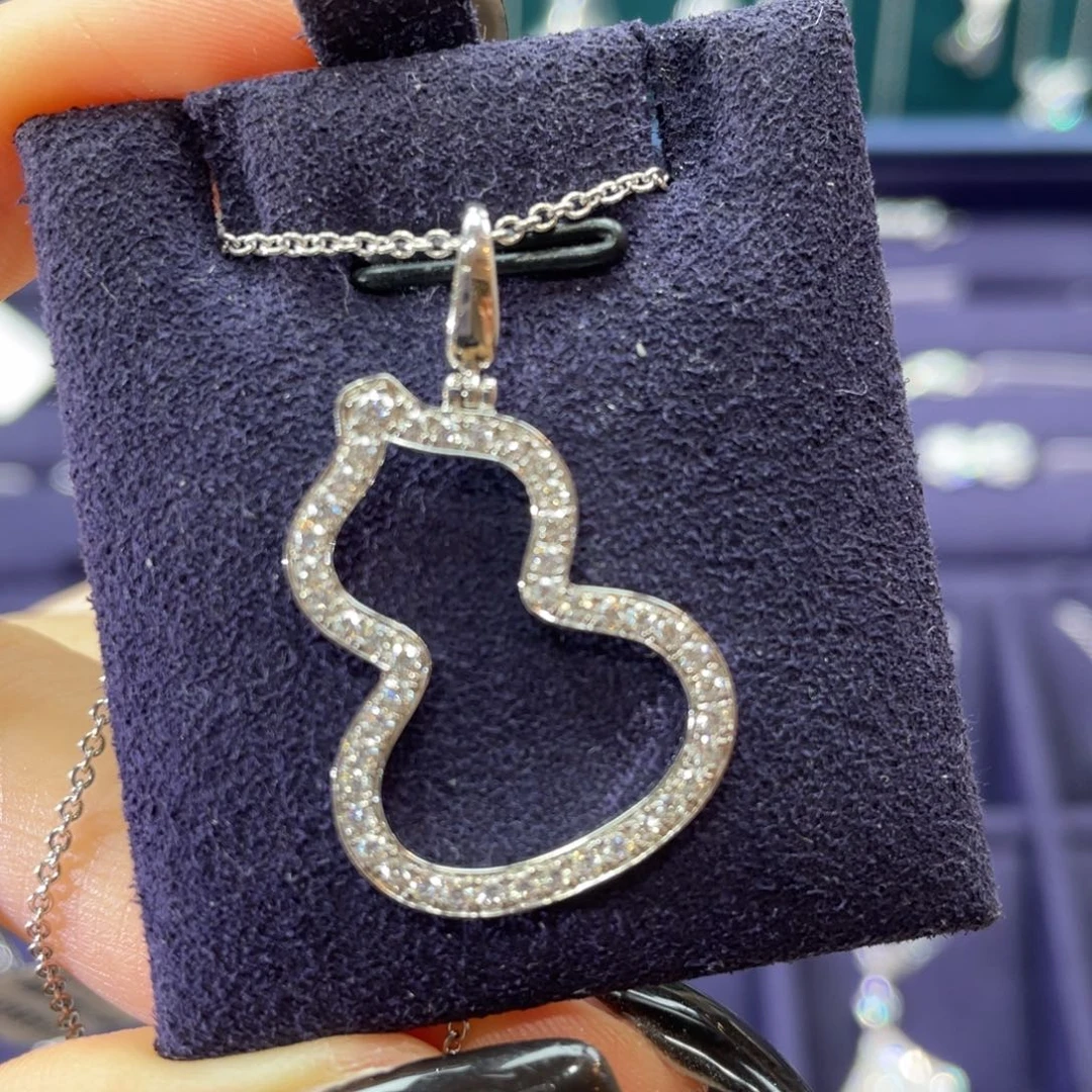 颈饰铂Pt950镶嵌合成钻石大号葫芦吊坠4.3g