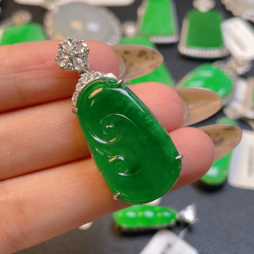 翡翠银S925镶嵌颈饰