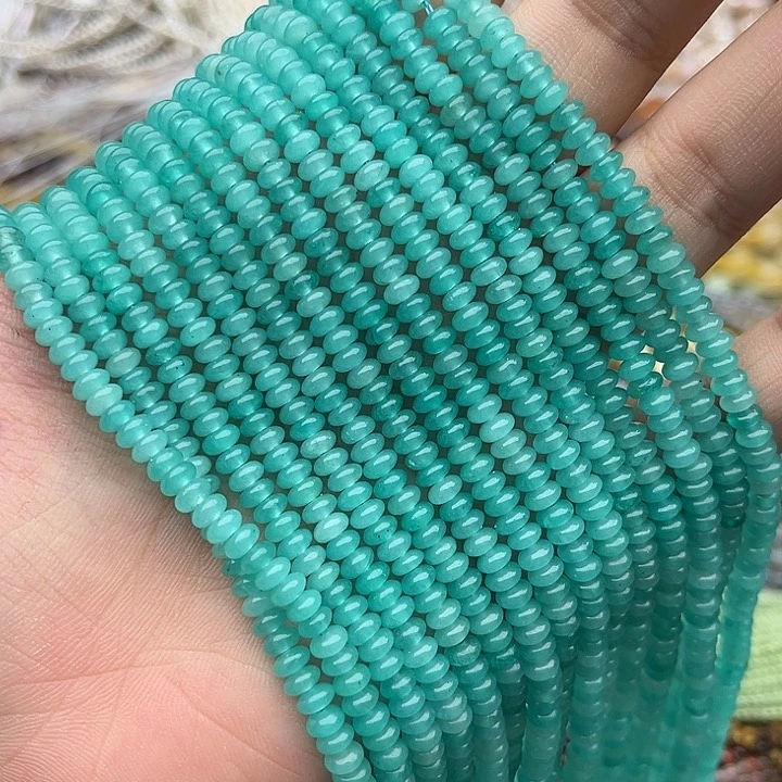 玛瑙/玉髓未镶嵌珠宝半成品一条4.5mm左右天河石算盘珠