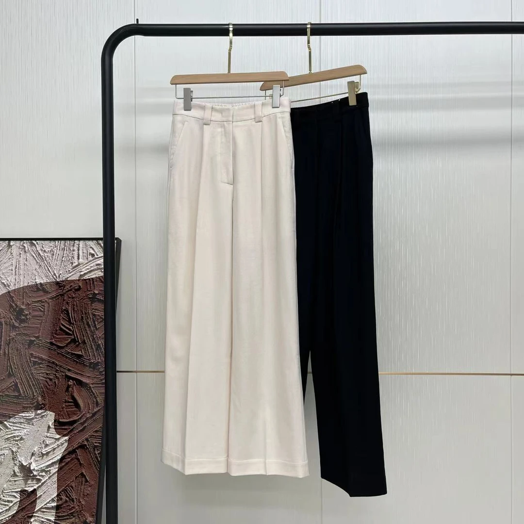绉纱直筒裤休闲裤黑色百搭YK2301007