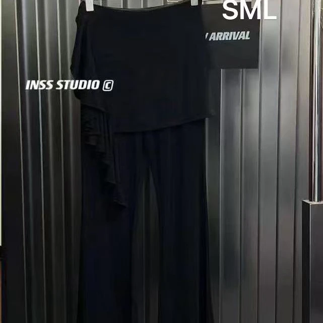 常规百搭纯色简约休闲喇叭裙裤22063