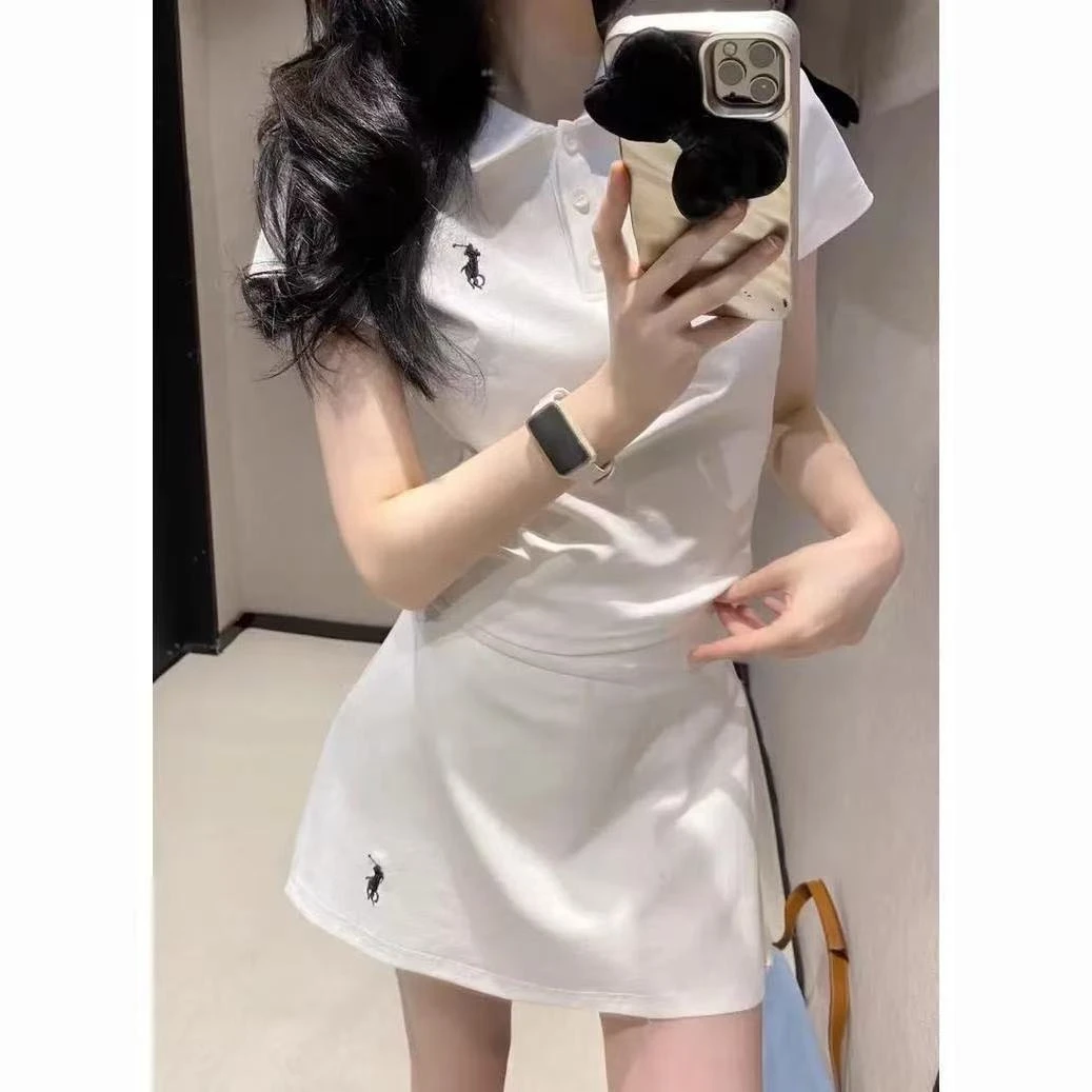 2025新款刺绣小马翻领夏季polo短袖T恤时尚休闲运动套装短裤裙