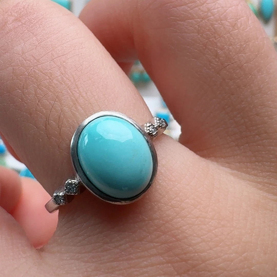 绿松石银S925镶嵌戒指