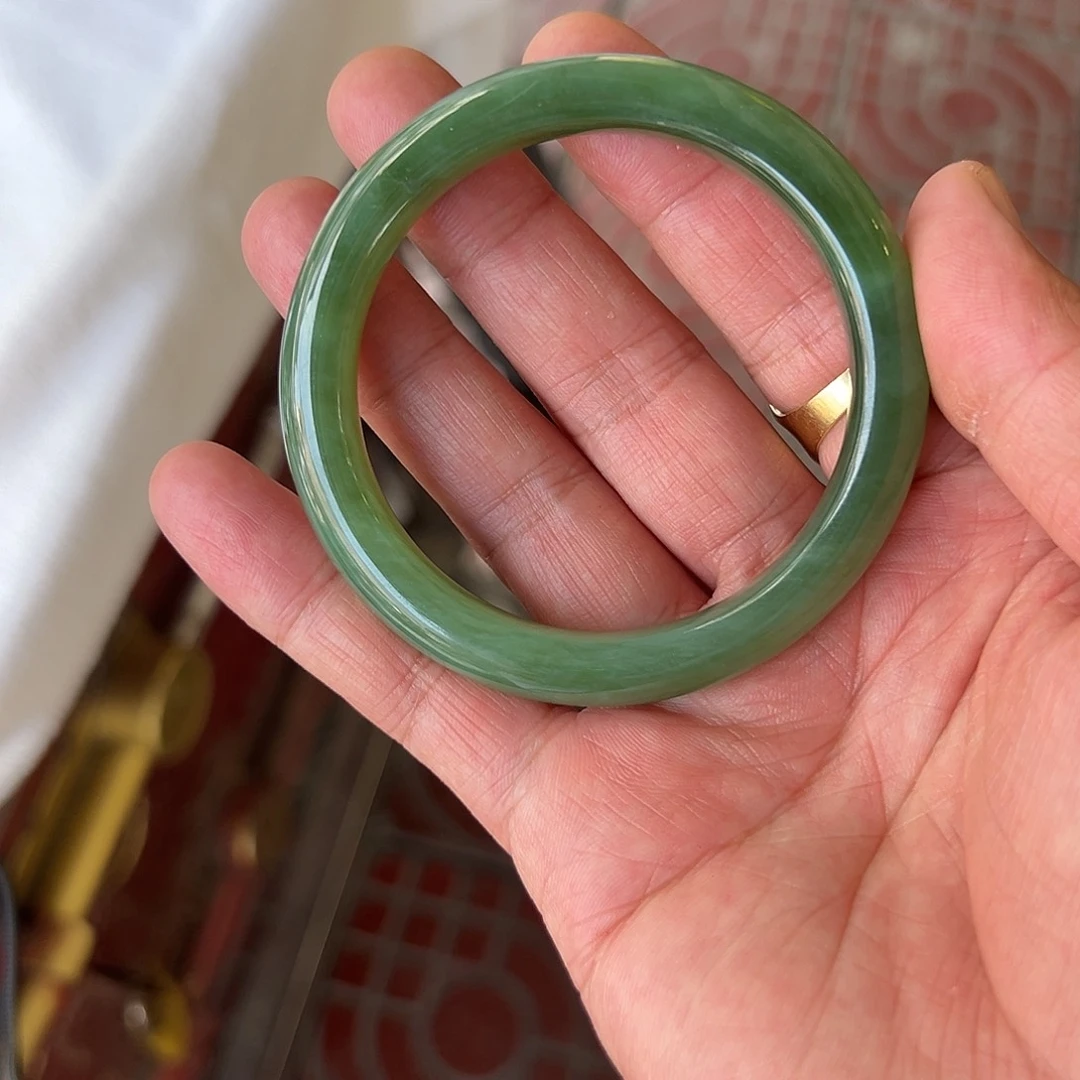 和田玉（黄玉）手镯未镶嵌冰丝猫眼俄罗斯7号矿正品精品大漏